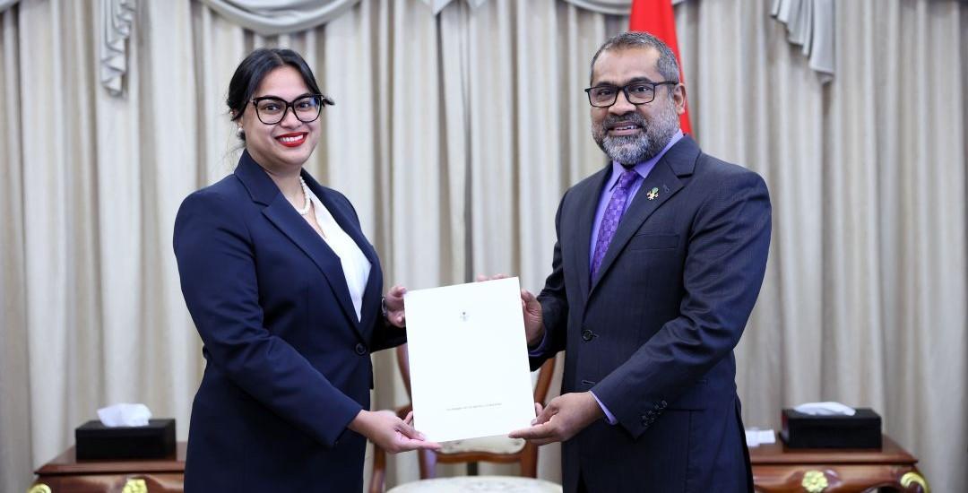 Foreign Minister Dr. Khaleel presents exequatur to the new Honorary Consul of France in the Maldives